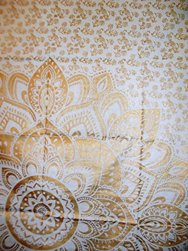 Traditionelle Jaipur Lotus Mandala Wandteppich, Golden Ombre indischen Wandbehang, Bohemian Schlafsaal, Zimmerdekoration Hippie Picknick Werfen, Boho Strand Decke - 5