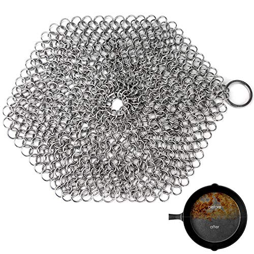 GAINWELL PAGLIETTA in Maglia Acciaio Inox - Pulisce Senza Sforzo Ghisa, PYREX e Tutte Le superfici 8"