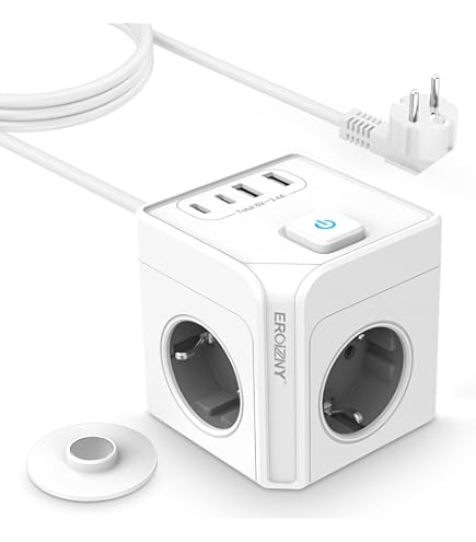 Steckdosenwürfel 5-fach Weiß - Platzsparende Steckdosenleiste Mit Schutz