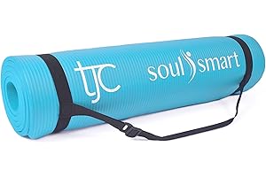 TJC Yoga Mat Thick 10MM Non-Slip NBR Exercise Mat Thick with Carrying Strap for Home Workout Pilates Gym Mats Travel Yoga Fitness Camping Eco Friendly, Yoga Mats for Women and Men, 188cm x 61cm