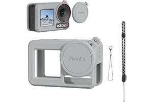 Fenmaru Schutzhülle für DJI Osmo Action 5 Pro Kamera, Silikon Hülle Cover Case für Action 5 Pro, Schutzkoffer Objektivdeckel Zubehör für DJI Osmo Action 5 Pro, Mit Anti-Verlust Schlüsselband (Grau)