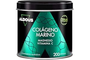 ALDOUS BIO Colágeno Hidrolizado Puro con Magnesio y Vitamina C - 200 Cápsulas - Colágeno Marino Hidrolizado Naticol - Cabello, Piel y Uñas - Huesos y Articulaciones - Colageno con Magnesio - ALDOUS