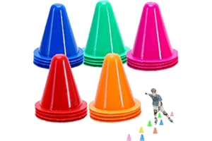 STILLWEN 20 Pzs Conos Slalom Patinaje, Conos Trafico Entrenamiento, Conos Entrenamiento de Colores, Conos de Obstáculo para Niños, Conos Entrenamiento para Fútbol, Baloncesto y Patinaje Sobre Ruedas(5 Colores)