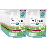 Schesir Organic Complete Wet Kitty Food, Chicken Pate, Grain Free, Bag, Gluten Free, 16 X 85 G