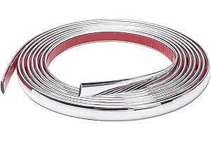 NOVSTUF Chrome Trim, 6mm × 3m Silver Flexible Molding Trim Self Adhesive Automotive Chrome Tape Car Trim Tape Peel and Stick Metallic Mirror Frame Edging Decorative Strip for Wall Door Furniture Car