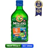 M&ouml;ller's Omega 3 Tutti Frutti 250 ml; saf morina balığı yağı, IFOS Onaylı, DHA, EPA, A D E vitamini. &Ccedil;ocuklar ve yetişkinler 