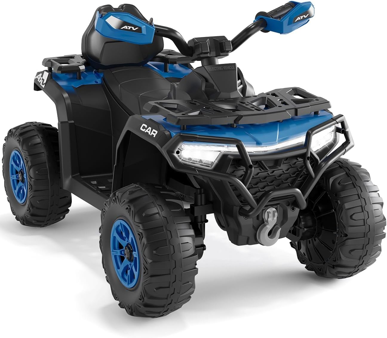 GarveeMore Quad Eléctrico Infantil 12V 4x4 con 2 Motores - Coche Niño Azul Marino con Control Remoto Parental, Suspensión, Faros LED, Música USB para Niños de 3 a 6 Años