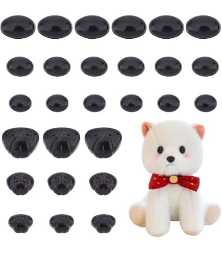 FINGERINSPIRE Filzmund Für Puppen – 30 Stück In 3 Größen (rosa/schwarz), Sicherheits-Filzmund Zum Basteln Von Puppen & Stofftieren