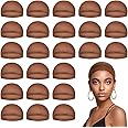MYKURS Brown Wig Caps for Women, Stocking Cap for Lace Front Wig, Dark Brown 24 PCS