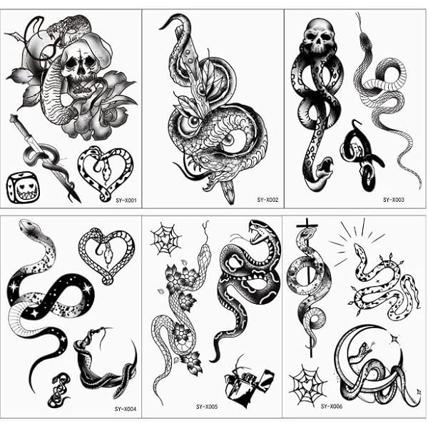 Temporäre Schlangen-Tattoos – Wasserfest, Einfach Anzuwenden & Entfernbar