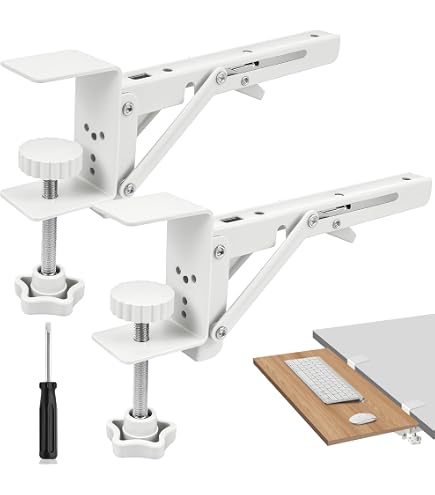 Jortmrd Lot De 2 Extensions Bureau Pliable En Acier Inoxydable - Support Clavier Avec Pince C Réglable Noir