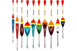 Aroidful 10 Pièces Flotteurs de PêChe, Flotteurs ovales, Haute Sensibilité Flotteur Convient à la Plupart des Types de pêche. (0.6g/0.8g/1.2g/2.5g/3g/4.5g)