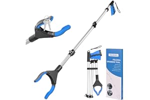 YAUNGEL Outils de Ramassage, 108CM/43Inch Pince de Préhension, Tête Rotative à 360° pour Le Ramassage des Ordures, Pince Robuste, Pince Extra Longue pour Personne Agée (Bleu)