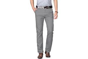 Misfuso Pantalon Homme Anti-Rides 100% Coton Taille Normale Tube Droite Décontracté avec Poches