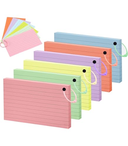 Vicloon 600 Fiches Bristol Lignées Avec Anneaux - Cartes Révision 7.4x5.1cm - 6 Couleurs