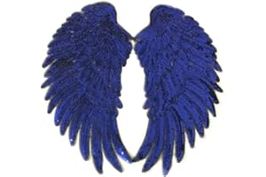 FOMIYES Juego de Alas de Lentejuelas: 1 par de Alas de Ángel Brillantes- Aplique de Alas Brillantes Insignias Alas Bordadas para Ropa DIY Chaquetas Jeans- Azul