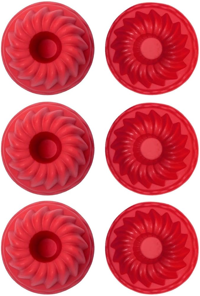 Kırmızı, Silikon Mini Kek ve Muffin Kalıbı, 7x3 cm, BPA İçermez, Fırında Kullanılır, Makinede Yıkanabilir, 6 Adet