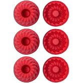 Kırmızı, Silikon Mini Kek ve Muffin Kalıbı, 7x3 cm, BPA İ&ccedil;ermez, Fırında Kullanılır, Makinede Yıkanabilir, 6 Adet