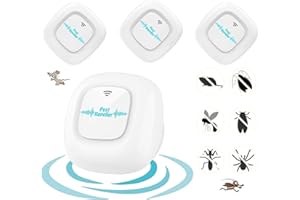 SANJNDO Repelente Ultrasónico de Plagas, 4 Pack Antimosquitos Eléctrico, Ahuyentador de Moscas para Interiores - Mate Mosquitos, Cucarachas, Hormigas, Ratas, Ratones, Insectos, Arañas, Roedores