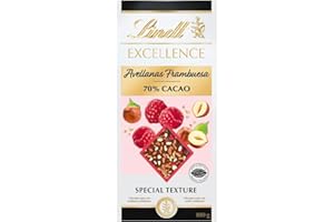 Lindt Chocolate EXCELLENCE PASSION FRAMBUESA AVELLANA chocolate negro con frambuesa y avellana, tableta de chocolate puro, chocolate negro al 70%, aromático, extrafino