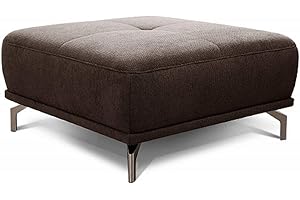 ‎CAVADORE CAVADORE XXL-Hocker Carly / Fußbank fürs Wohnzimmer / Polsterhocker passend zum Ecksofa Carly, 91 x 45 x 91, Webstoff braun