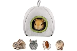 Qanye Casa Invernale per Piccoli Animali Domestic, Casetta per Criceti, Cuccia per Piccoli Animali per Criceti, con Anello per Appendere, per Criceti, Cincillà, Porcellini D'India (Grigio)