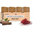 Hamare Ghar Ka Soaps Sandalwood & Saffron Magic Soaps For Bath (100 Gms Pack Of 4) | Paraben Free | Chandan & Kesar Bath Soap | Handmade Soap For Glowing | Skin Brightening For Men & Women