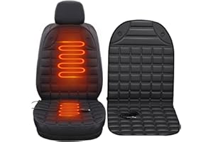 TADOIOOY Chauffage de siège de voiture, housse de siège de voiture chauffante 2 pièces coussin de siège de voiture chauffant à température de réglage chauffage rapide de siège de voiture pour camion noir