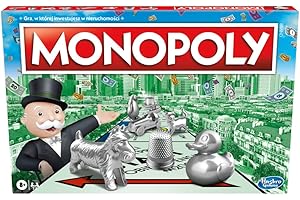 Hasbro Gra Monopoly, klasyczna rodzinna gra planszowa dla od 2 do 6 graczy, dla dzieci w wieku od 8 lat