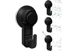 TADPOLEZ 4 Piezas Ganchos Ventosa Fuerte,Ganchos De Ventosa De Vacío Fuertes Ganchos Ventosa Super Fuerte Ajustable Gancho De Succión De Baño De Cocina Para Colgar Llaves Abrigos Ropa Bolsos Ducha (Negro)
