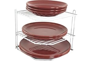 Buckingham 3 Tier White Corner Plate Rack Kitchen Cupboard Tidy Storage Organiser Dish Rack Space Saving Shelf Organiser 23 cm