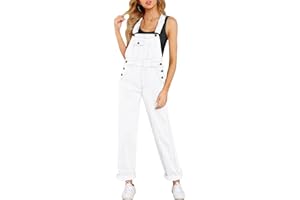 Vetinee Womens Denim Dungarees Baggy Overalls Loose Bib Jeans Pants Long Wide Leg Jumpsuit Playsuit Trousers with Pockets