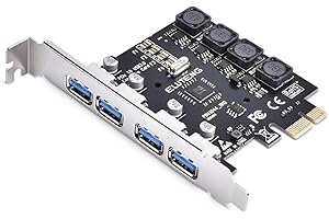 ELUTENG PCIE USB 3.0 Card, 4 Ports PCI Expree to USB Expansion Card Superspeed 5Gbps PCI-e USB3 Hub Controller Adapter Individual 2A Power Supply Support Windows 10/8.1/8 / 7 / XP