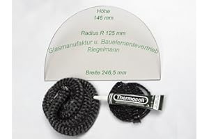 Glasmanufaktur u. Bauelementevertrieb Riegelmann Kaminglas Sichtscheibe 4 mm passend für Bullerjan 00/01 mit Dichtungsset 2