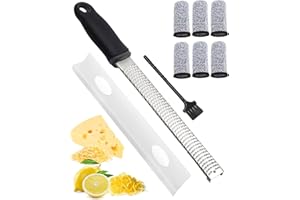 Enkifun Zesteur, Rapeuse Fromage Zesteur Agrumes Nettoyage Facile au Lave Vaisselle Fromage Parmesan Chocolat Fruits Légumes Brosse Housse de Sécurité
