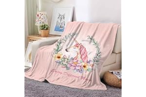 ‎HOIMLM Hoimlm Einhorn kuscheldecke,pinkes Einhorn Kuscheldecken,Sanft Flanell Weich Fleecedecke für Mädchen,Kinder kuscheldecke,mikrofaser Couchdecke,Einhorn Decke Geschenke (100 x 150 cm, Girlande Einhorn)