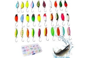 NAVESO NEW 30 Piezas Cucharillas Pesca para Trucha, Cebo Cucharilla para Pesca, Kit De Cucharillas Pesca Trucha, Cucharas De Trucha, cucharilla para la Pesca de Trucha con Caja