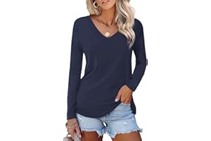 BeLuring Womens Casual V Neck Tops Short/Long Sleeve Tshirts Blouse