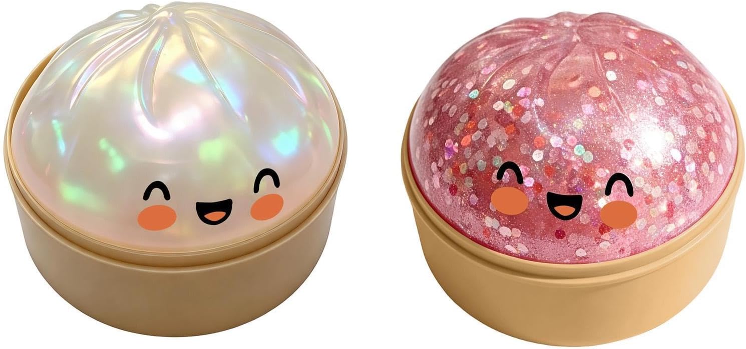 2pcs Glitter Dumpling Squishy1, mystery1 Dumpling Squishy1 Box original1, Anxiety1 Relief Fidget Toy, Soft Squeeze Decompression1 Dough