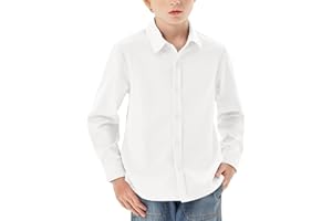 Haloumoning Jungen Hemd Langarm Knopfleiste Shirt Regular Fit Casual Freizeit Party Hemden Einfarbig Bügelleicht Formale Schuluniform Oberteile