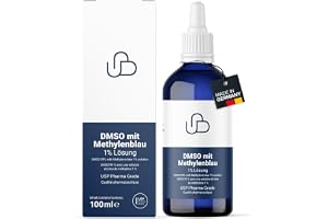 Schweizisk Naturals® DMSO med metylenblå lösning, dimetylsulfoxid, 1 % ren USP Pharma-kvalitet, 100 ml, utan tillsatser, laboratorietestad kvalitet, tillverkad i Tyskland