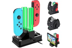 Onedream 4 en 1 Chargeur Compatible pour Nintendo Switch Manettes Joycon, Station de Charge pour Manette Pro et Console avec 4 Slots Base de Chargement pour Nintendo Switch Accessoires