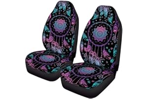 Wanyint Boho Tribal Dream Catcher Feathers Print Universal Auto Car Seat Covers,Dreamcatcher Design Front Bucket Seats Protector Fit for Car,SUV Sedan,Truck