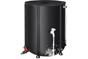MATALDE Collapsible Rain Barrel Water Collection System - 200L Portable Water Storage Tank,Foldable Rainwater Collect System Downspout, Water Catcher Container with Filter, Spigots＆Overflow Kit,Black