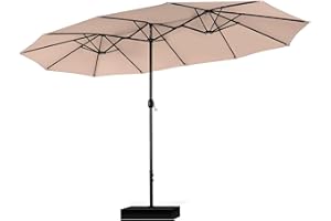 PHI VILLA Sonnenschirm Rechteckig mit Ständer Groß 270×450cm für Garten Terrasse Gartenschirm mit Kurbel UV Schutz Parasol Windfest