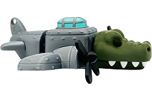 GENÉRICO Bombardino Cocrodilo – Figura Articulada XL 17 cm - Bombardero con Cabeza de Cocodrilo - Hélices Giratorias y Boca Móvil - Meme Viral Brainrot - Coleccionable de los Brian rot memes italianos - Tralal