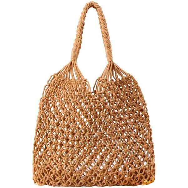 Hsthe Sea Stro handtas zomer strandtas dames schoudertas met lederen handgrepen kwastjes handtas cross body tas boodschappentas knutseltas voor reizen (beige), Beige