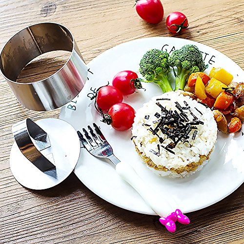 Nikgic Edelstahl Dessertringe Speisering Kochringe Dessert und Speiseringe Set und Lebensmittel Ring Press Set 4 Ringe 1 Hebel - 3