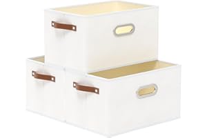 Yawinhe Lot de 3 Boîte de Rangement, Sans Couvercle Cubes, Pliables, pour Serviettes, Vêtements, Blanc, 43x30x26cm, SNK030WL