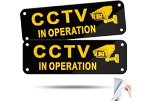 SINMAO CCTV In Operation Sign Outdoor Small Size 15×5cm alu,Anti-Scratch-Stickers and Pre-Drilled Holes 2 Pack
